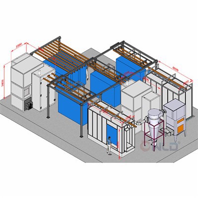 중국산 체인 및 사이클론 재활용 시스템을 갖춘 수동 분말 코팅 라인